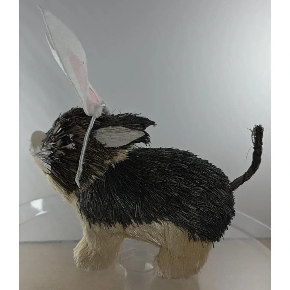 Easter Brown White Wood Bristle Pig with Rabbit Bunny‎ Ears 5 x 7 x 3